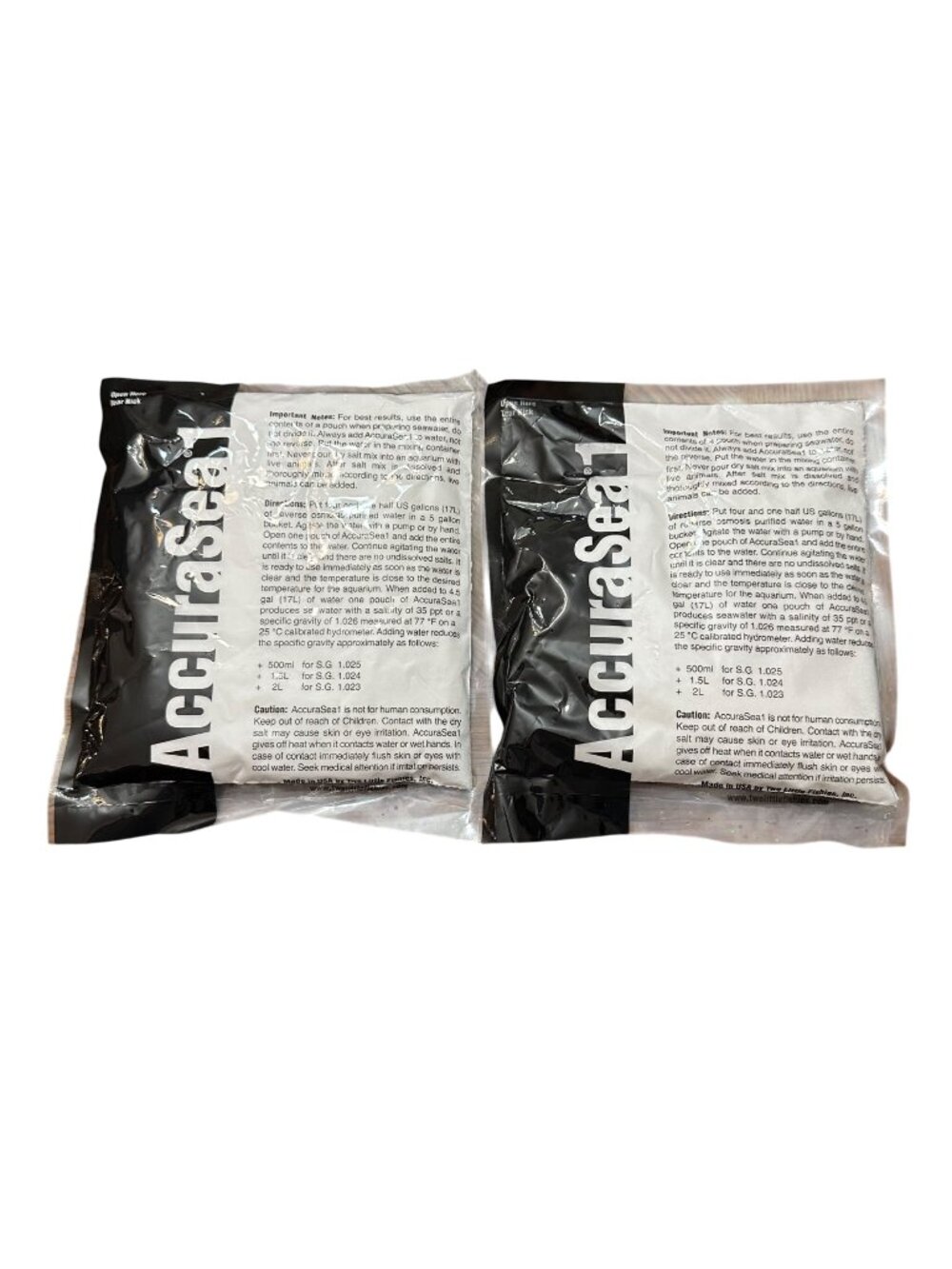 Two Little Fishies- AccuraSea1 Synthetic Seawater Mix Saltwater Reef 2 Packs